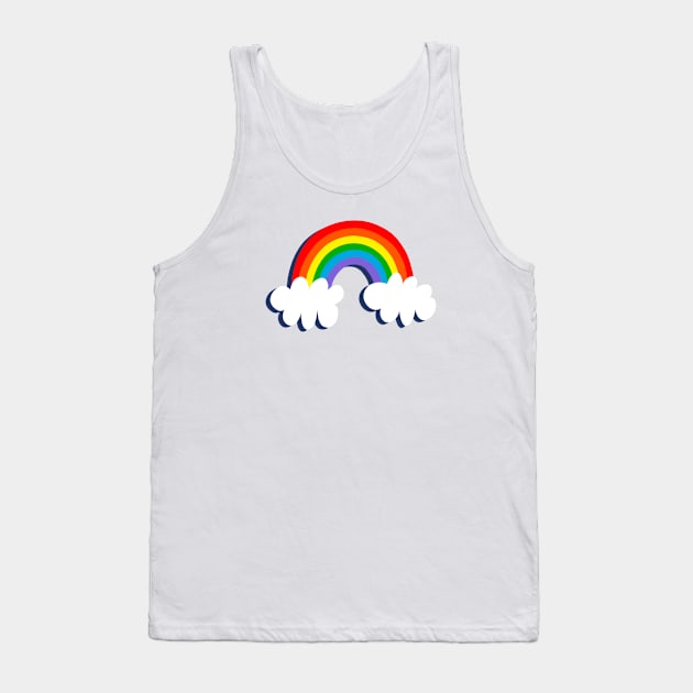 Rainbow Clouds on Blue Tank Top by OneThreeSix